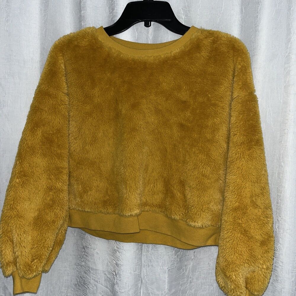 Tucker + Tate Kids Sweater Crop Mustard Faux Fur Size X-Large (14-16)